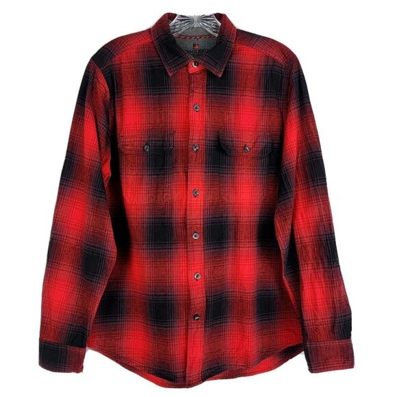 Woolrich Other - Woolrich Flannel Shirt Mens Medium Red Black Shadow Plaid Cotton Button Up